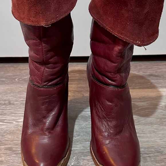 VINTAGE 70s Dingo Women's Burgundy Leather Boots - Picture 7 of 9